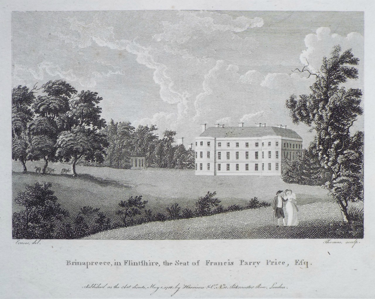 Print - Brinapreece, in Flintshire, the Seat of Francis Parry Price, Esq. - 