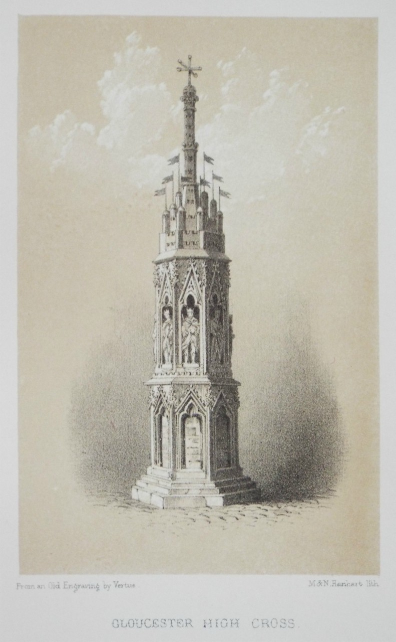 Lithograph - Gloucester High Cross. - Hanhart