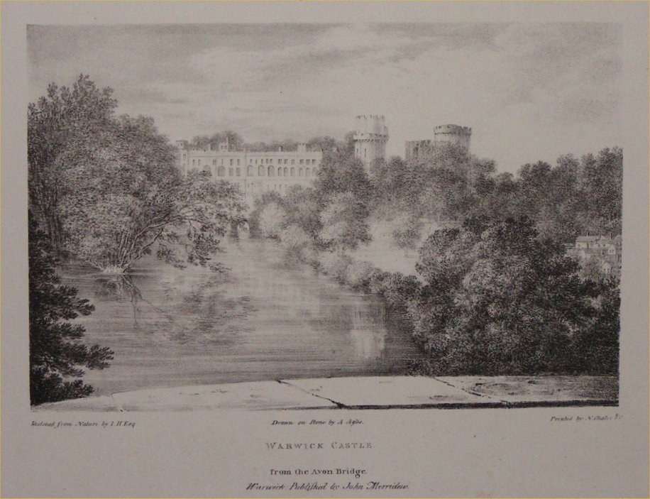 Lithograph - Warwick Castle - Aglio