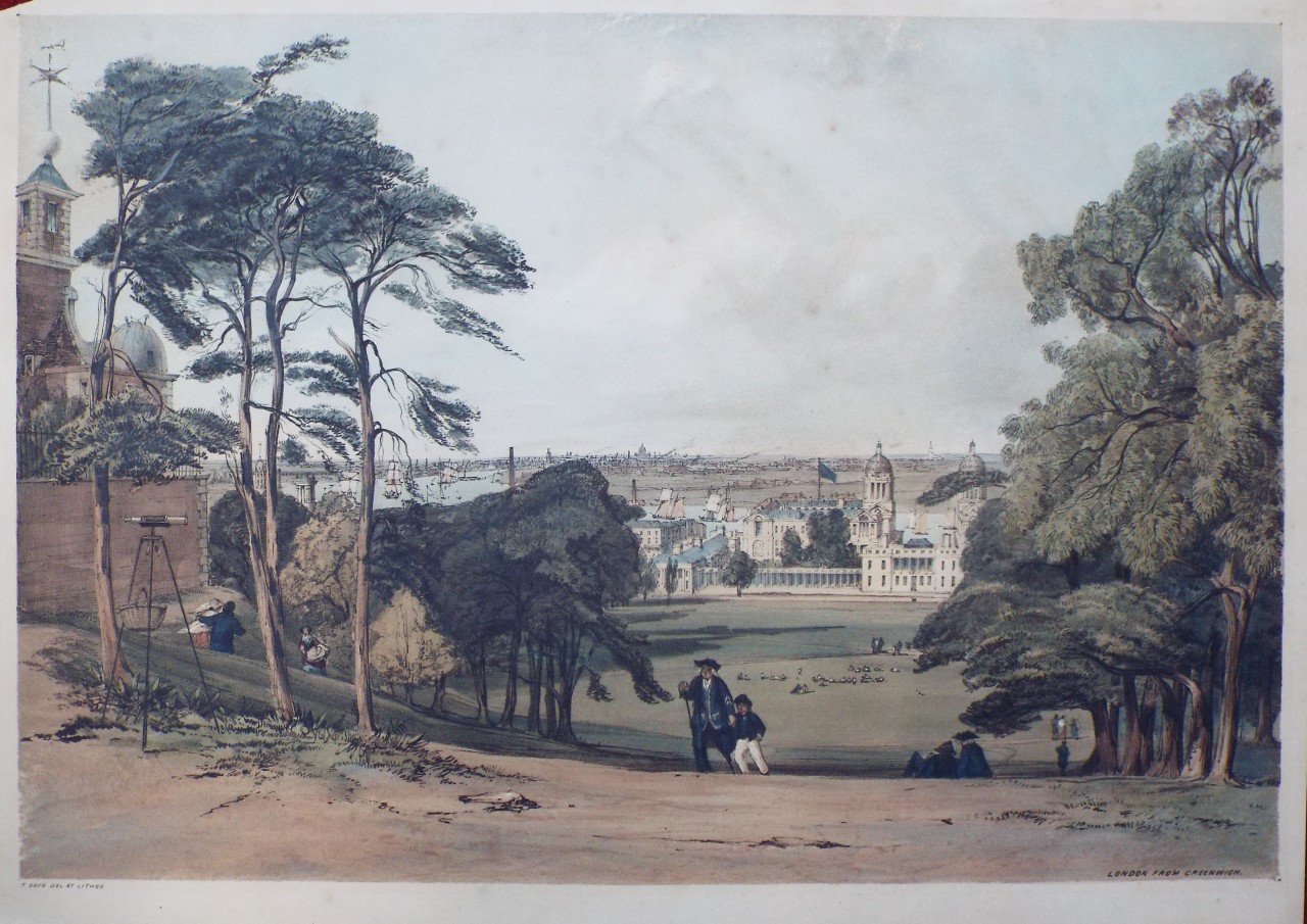 Lithograph - London from Greenwich. - Boys