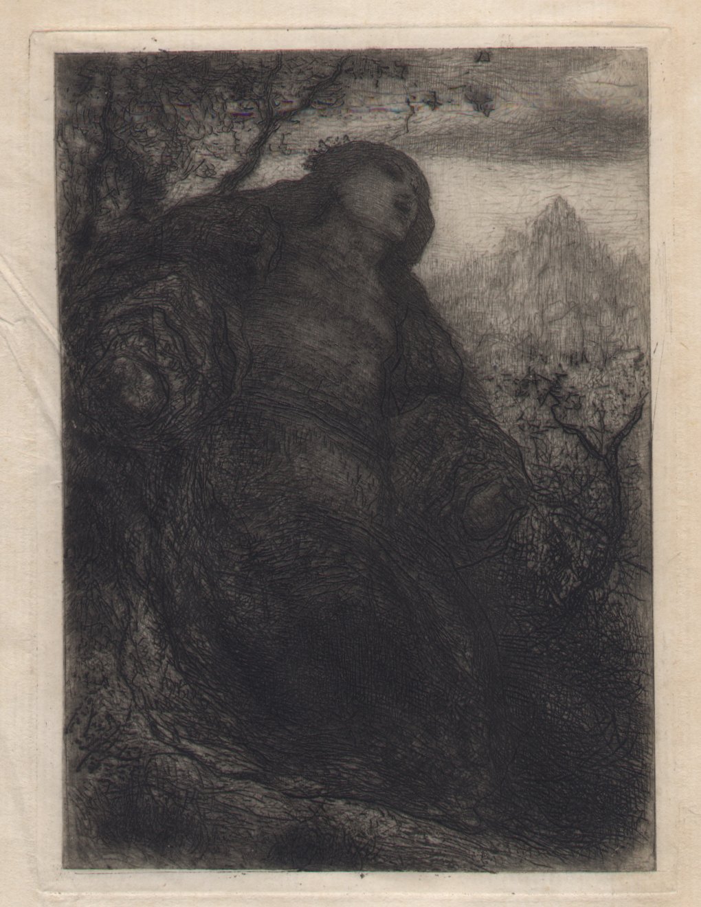 Etching - (Impressionistic female figure in a landscape)