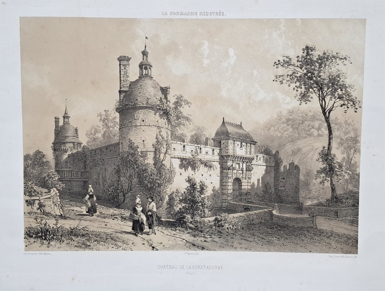 Lithograph - Chateau de la Foret-Auvray.(Orne) - Ciceri