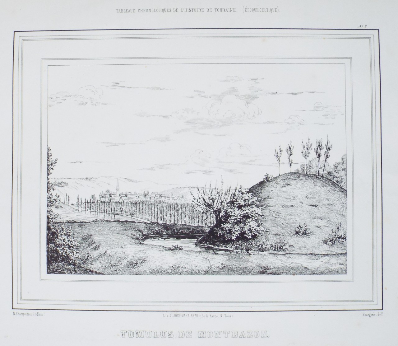 Lithograph - Tumulus de Montbazon.