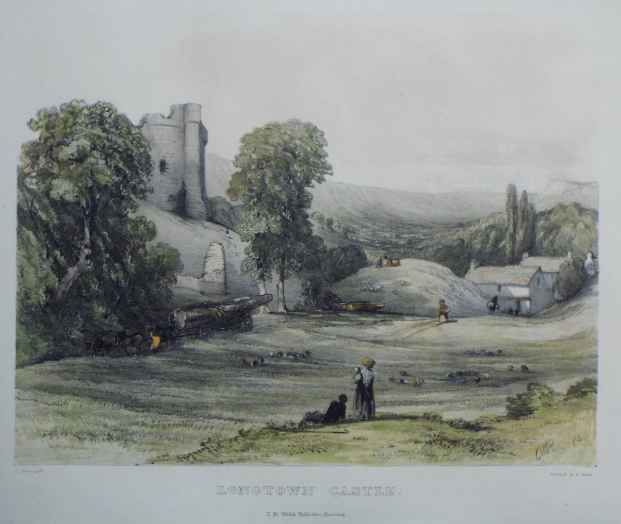 Lithograph - Longtown Castle - Rowe