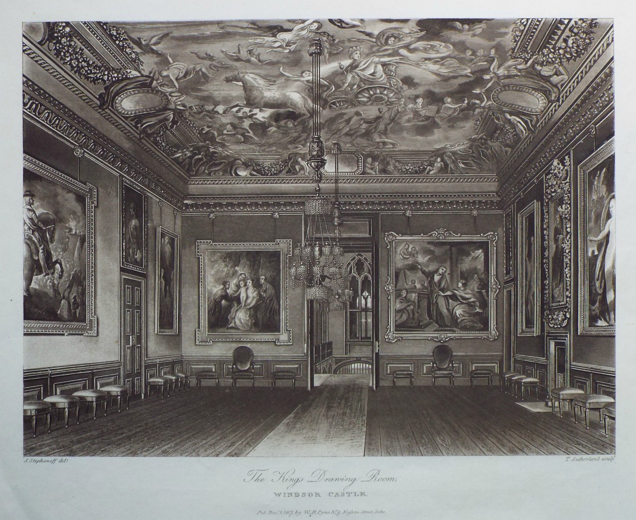 Aquatint - The King's Drawing Room, Windsor Castle. - Sutherland