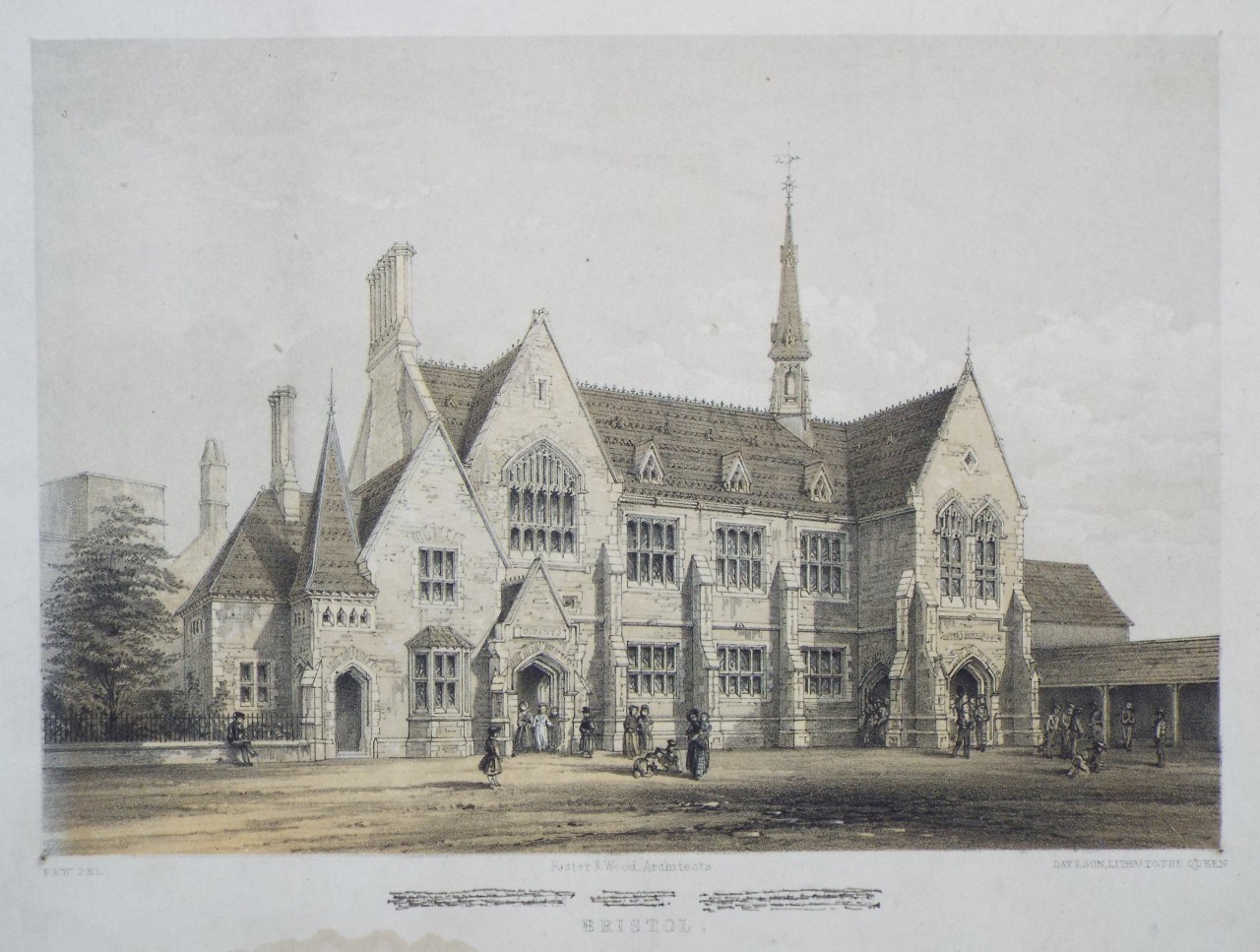 Lithograph - Wesleyan Day Schools, Bristol.