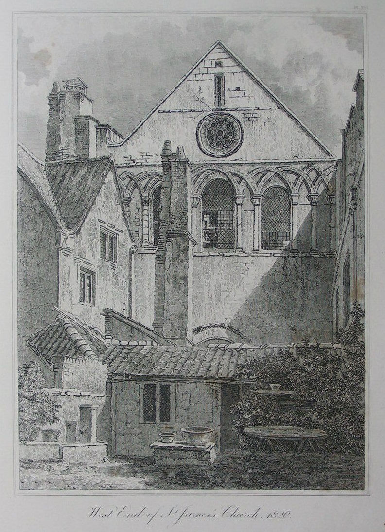 Etching - West End of St. James's Church, 1820.  - Skelton