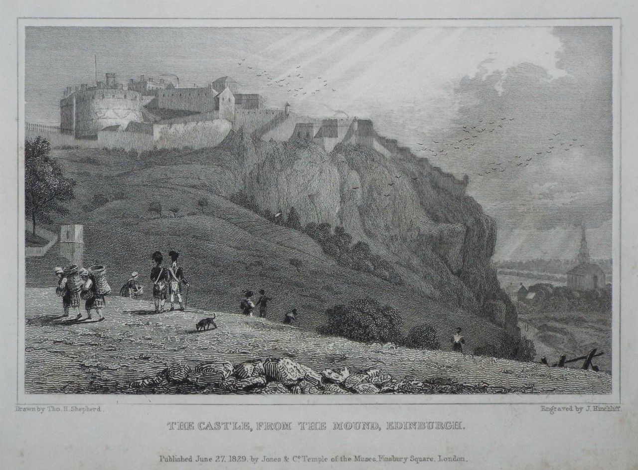 Print - The Castle, from the Mound, Edinburgh. - Hinchliff