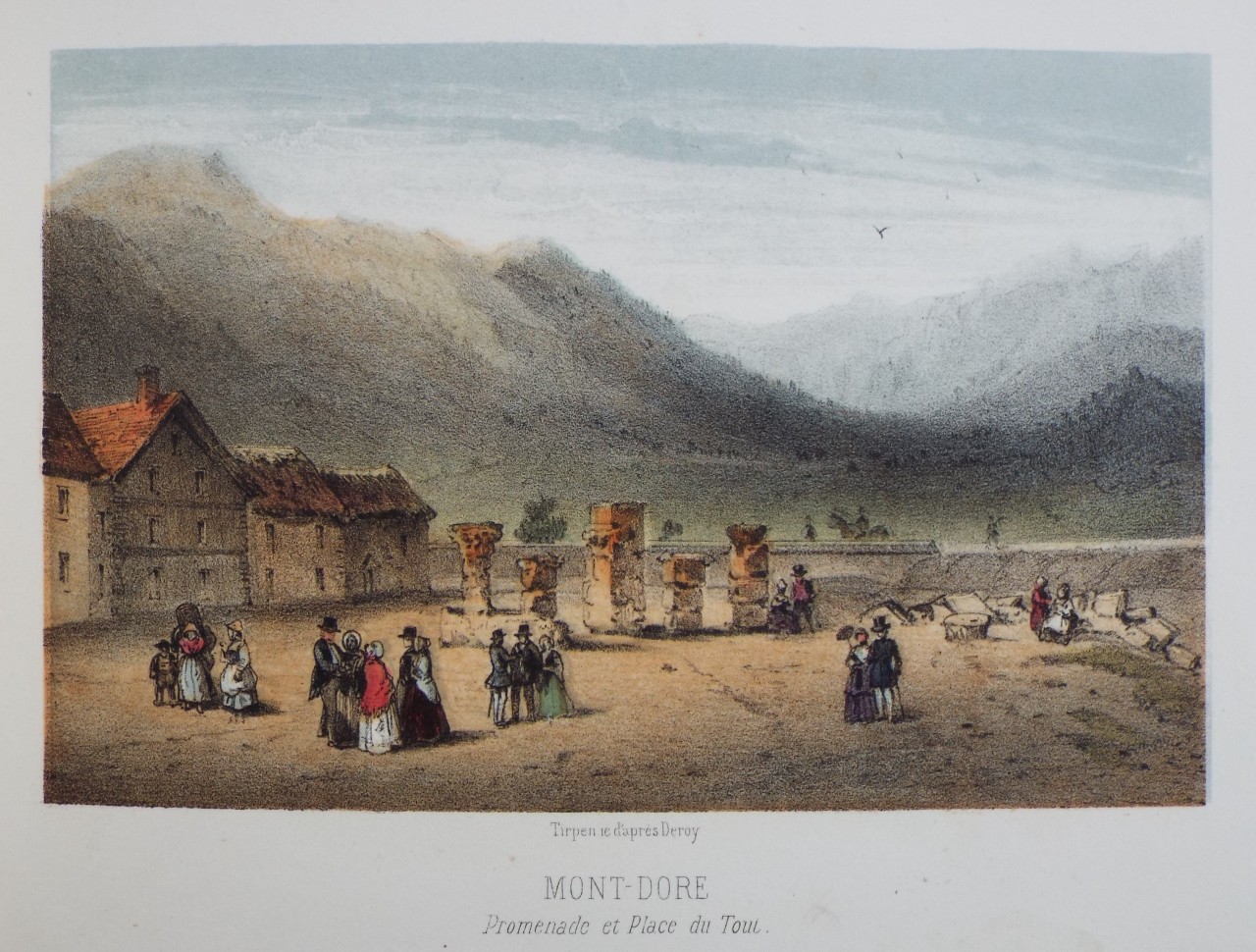 Lithograph - Mont Dore Promenade et Place du Tout. - 