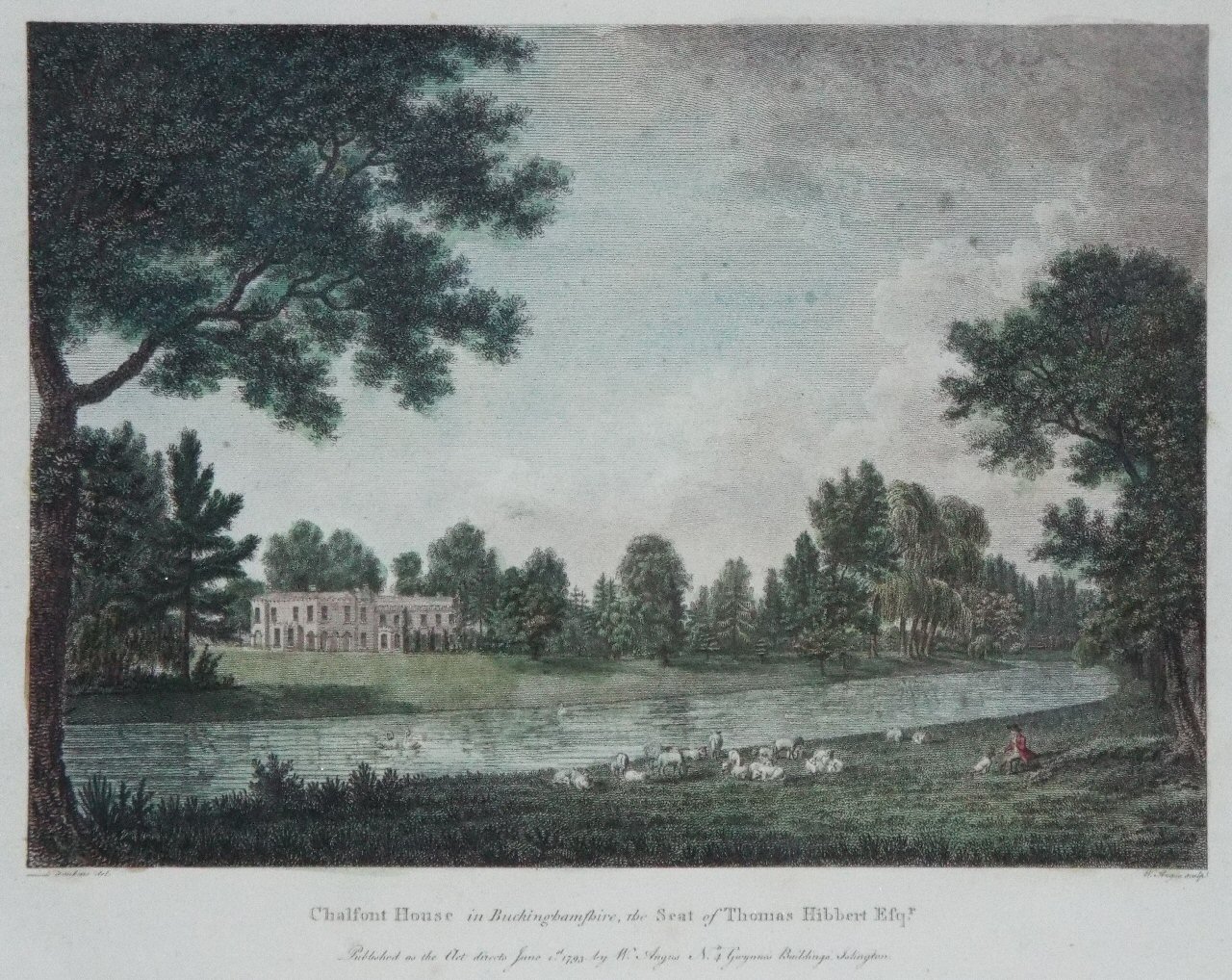 Print - Chalfont House in Buckinghamshire, the Seat of Thomas Hibbert Esqr. - Angus