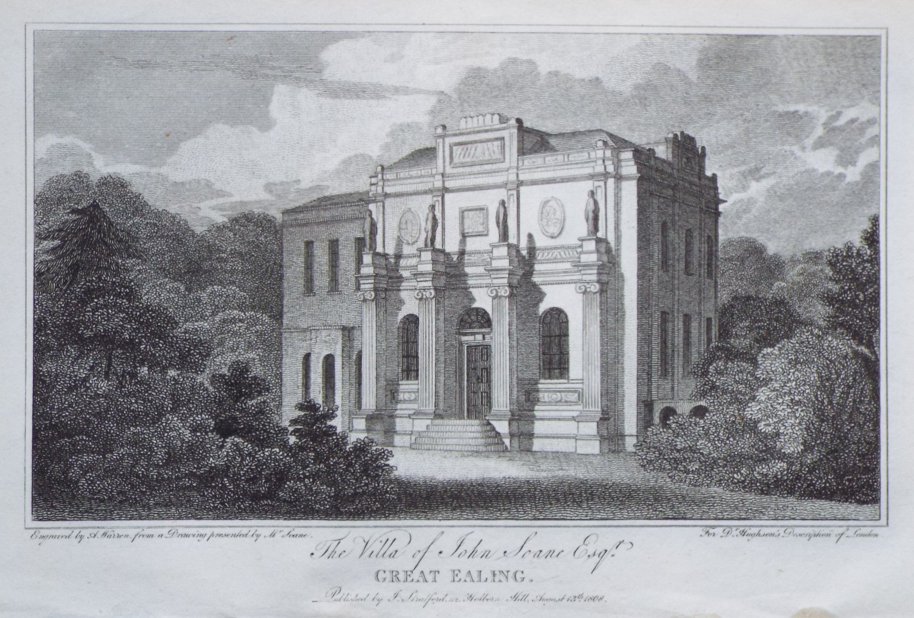 Print - The Villa of John Soane Esqr.. Great Ealing. - Warren