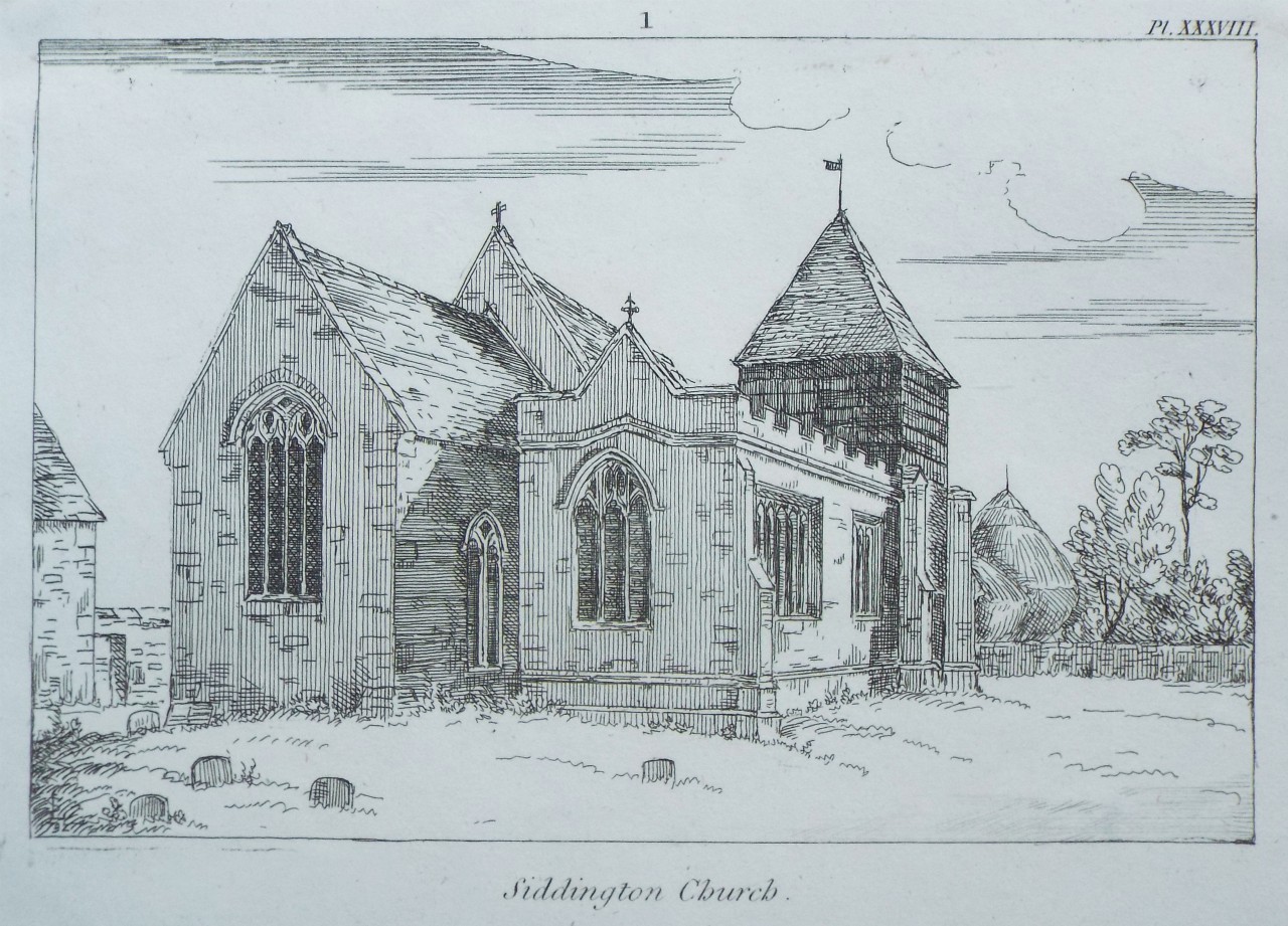 Etching - Siddington Church.