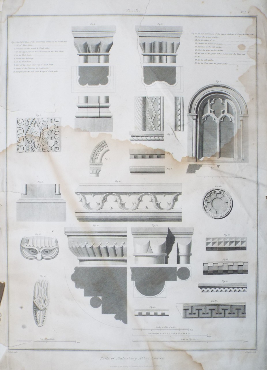 Print - Parts of Malmsbury Abbey Church. - Basire