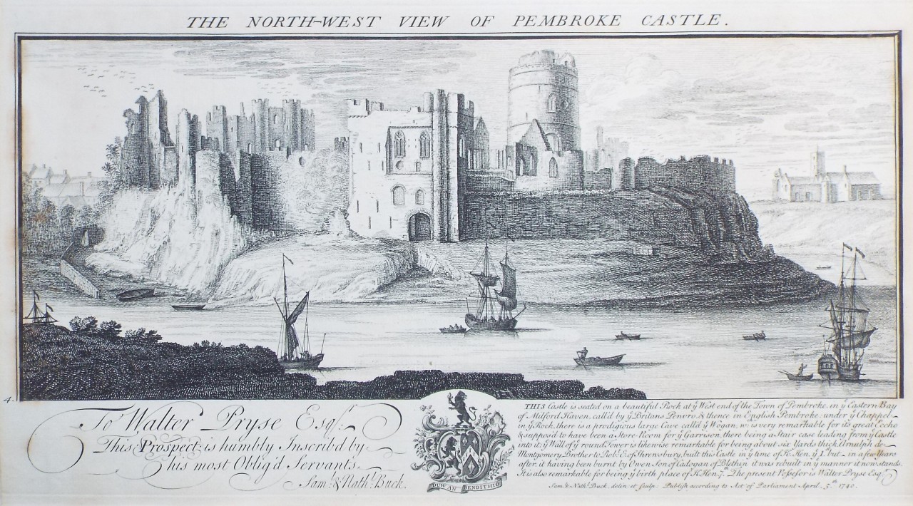 Print - The North-West View of Pembroke Castle. - Buck
