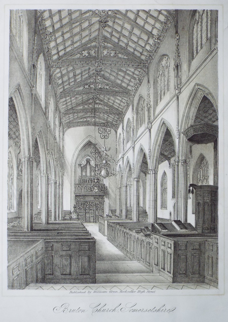 Lithograph - Bruton Church, Somersetshire.