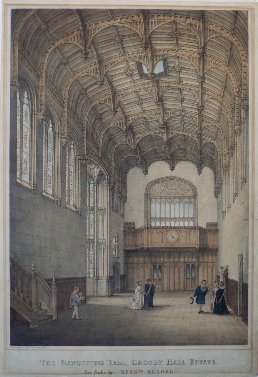 Lithograph - The Banqueting Hall, Crosby Hall Estate. for Sale by Messrs. Beadel.