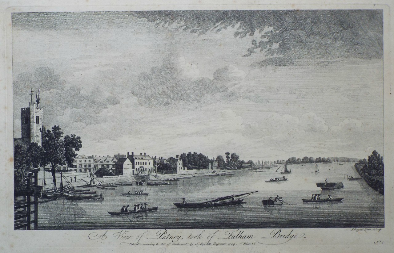 Print - A View of Putney, took from Fulham Bridge. - Boydell