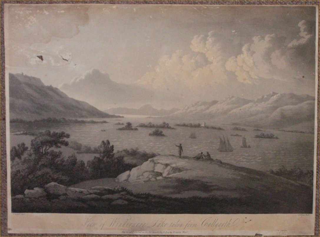 Aquatint - View of Windermere Lake taken from Collgarth - Alken