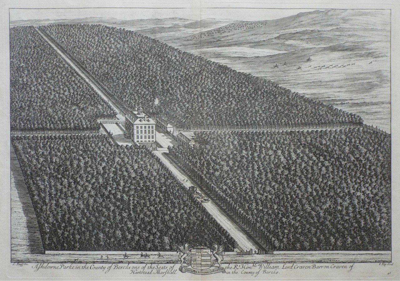 Print - Ashdowne Parke in the County of Bercks one of the Seats of the Rt. Honble. William Lord Craven Barron Craven of Hamstead Marshall in the County of Bercks. - Kip