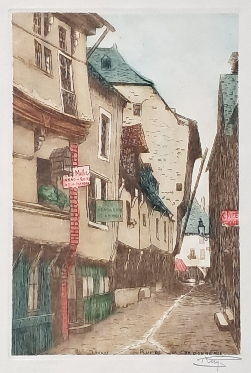 Etching with aquatint - Dinan Rue de la Cordonnerie