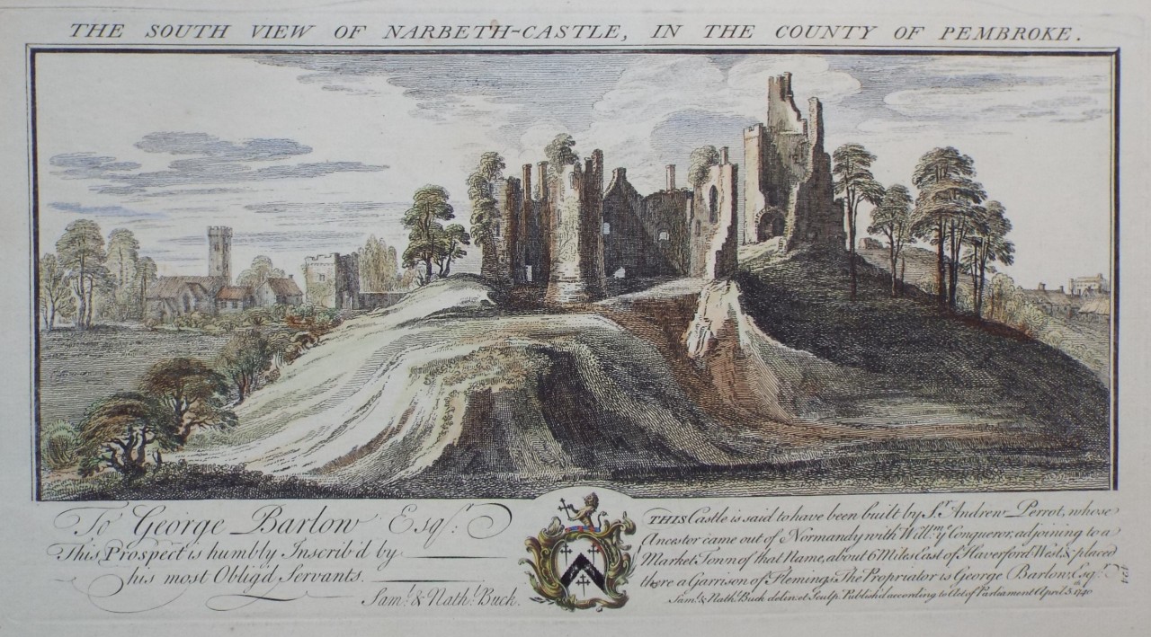 Print - The South View of Narbeth-Castle, in the County of Pembroke. - Buck