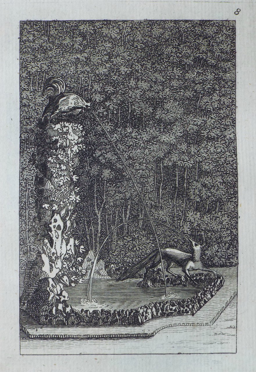 Print - The Cock, the Dog and the Fox Fountain in the Labyrinth of Versailles - Bickham