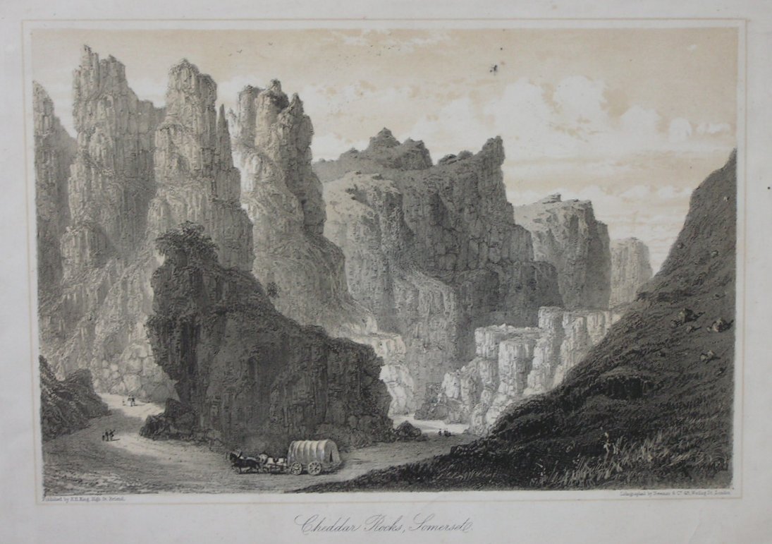 Lithograph - Cheddar Rocks, Somerset - Newman