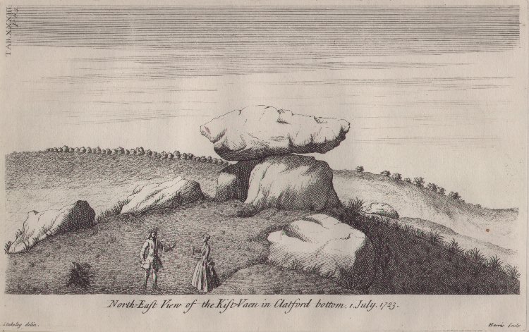 Print - North-east view of the Kitsvaen in Clatford Bottom 1 July 1723 - 