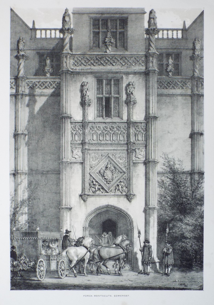 Lithograph - Porch, Montacute, Somerset. - Nash