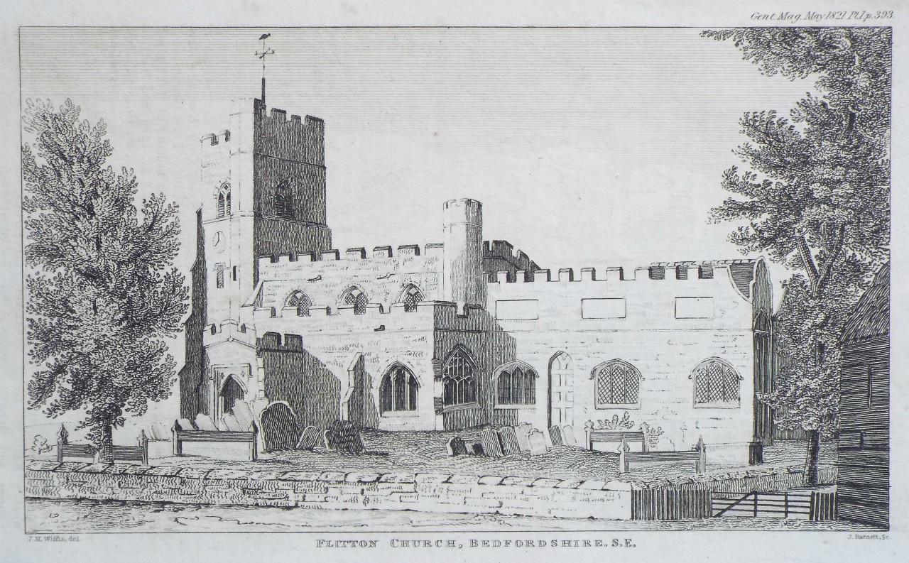 Print - Flitton Church, Bedfordshire. - Burnett