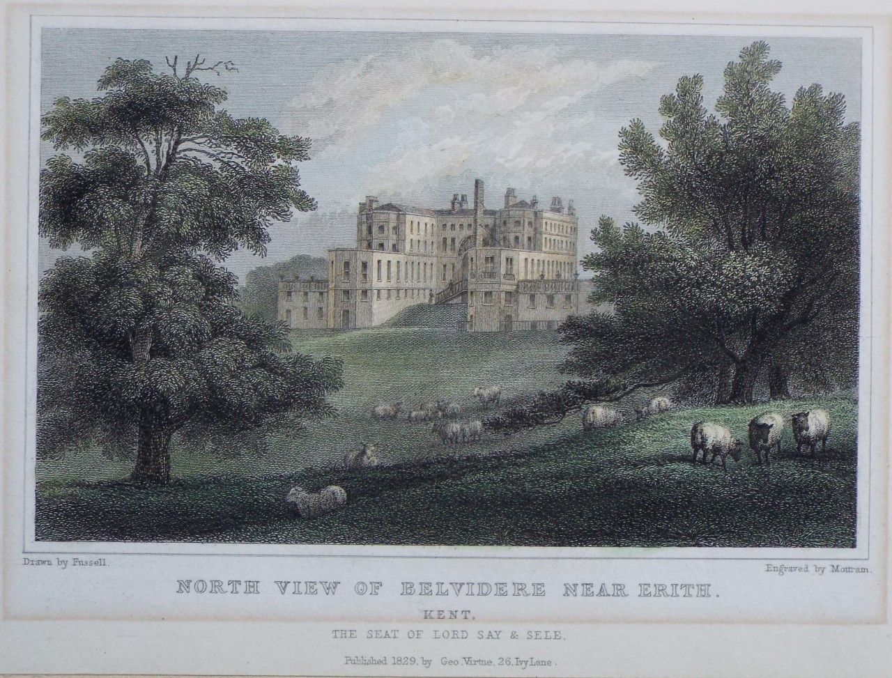 Print - North View of Belvidere near Erith, Kent. The Seat of Lord Say & Sele. - 