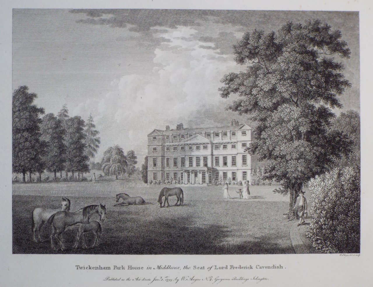 Print - Twickenham Park House in Middlesex, the Seat of Lord Frederick Cavendish. - Angus