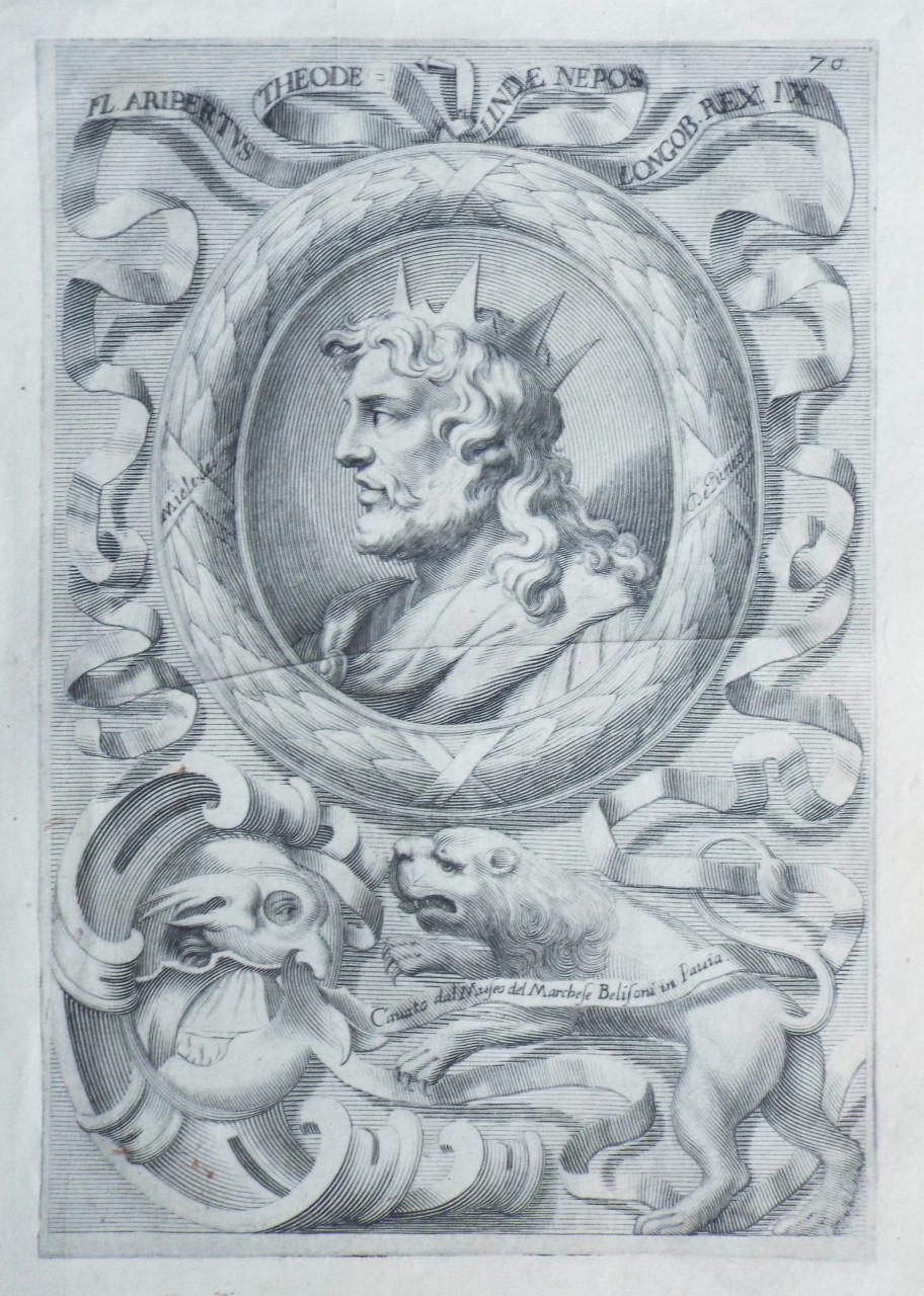 Print - Fl. Aribertus Theode Lindae Nepos Longob. Rex. IX. 
Canato dal Muse del Marchese Belifoni in Pavia. - De