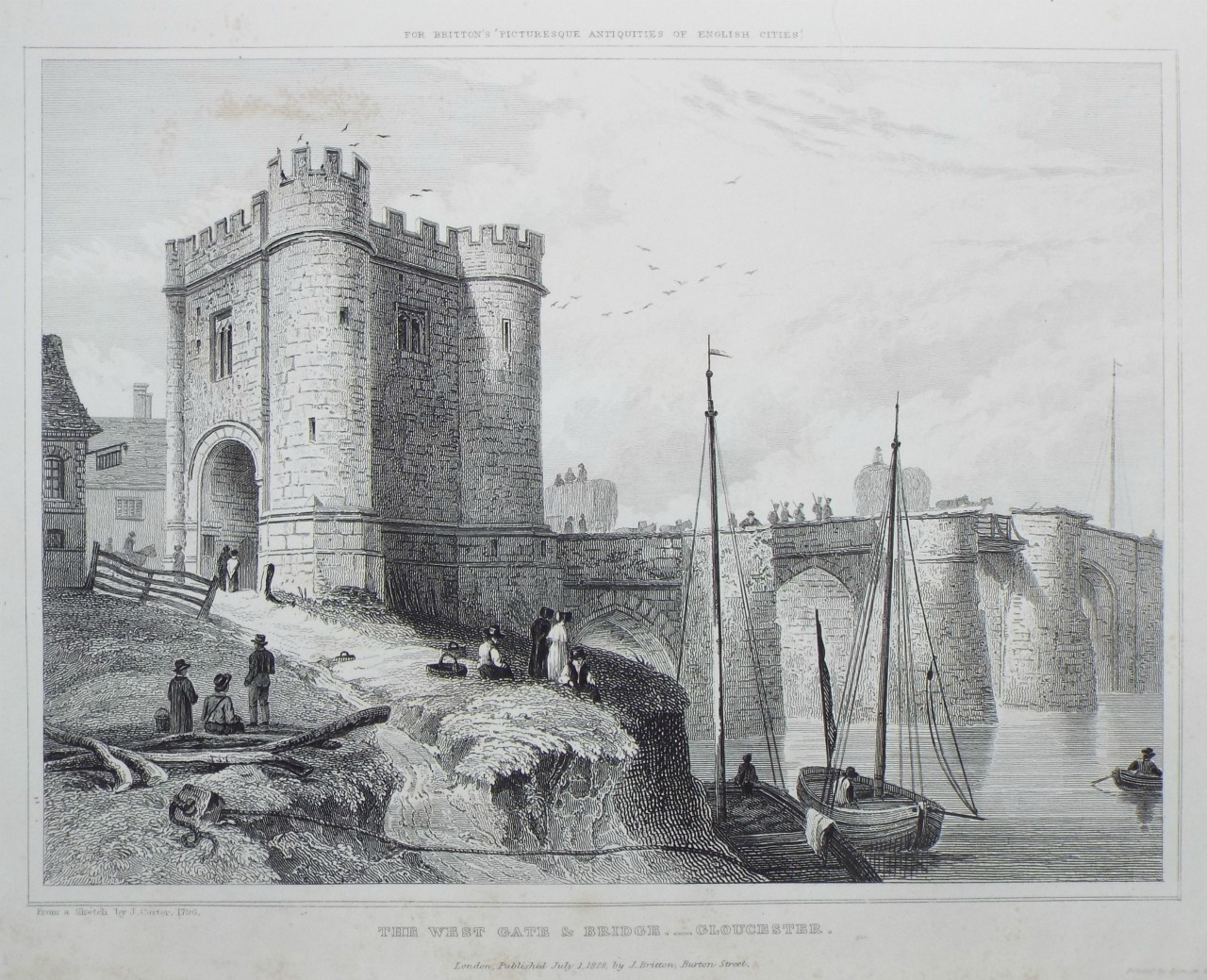 Print - The West Gate & Bridge. Gloucester. - 
