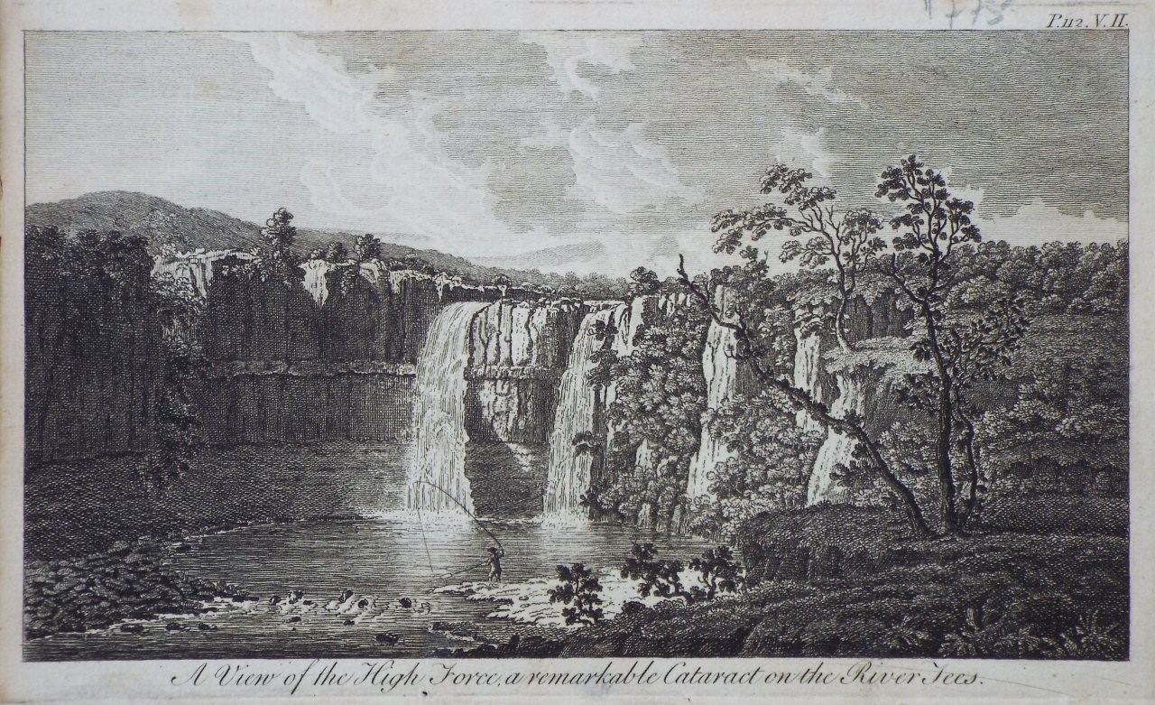 Print - A View of the High Force, a remarkable Cataract on the River Tees.