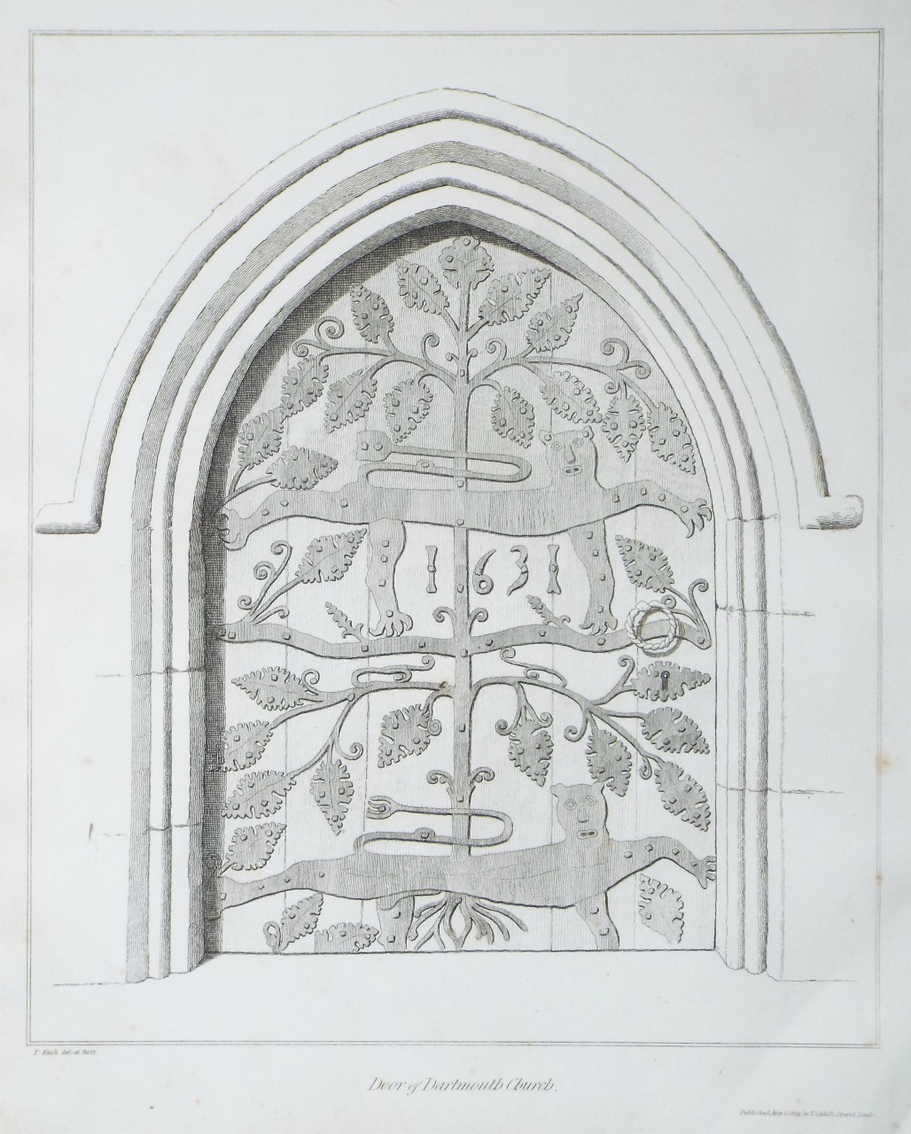 Print - Door of Dartmouth Church. - Nash