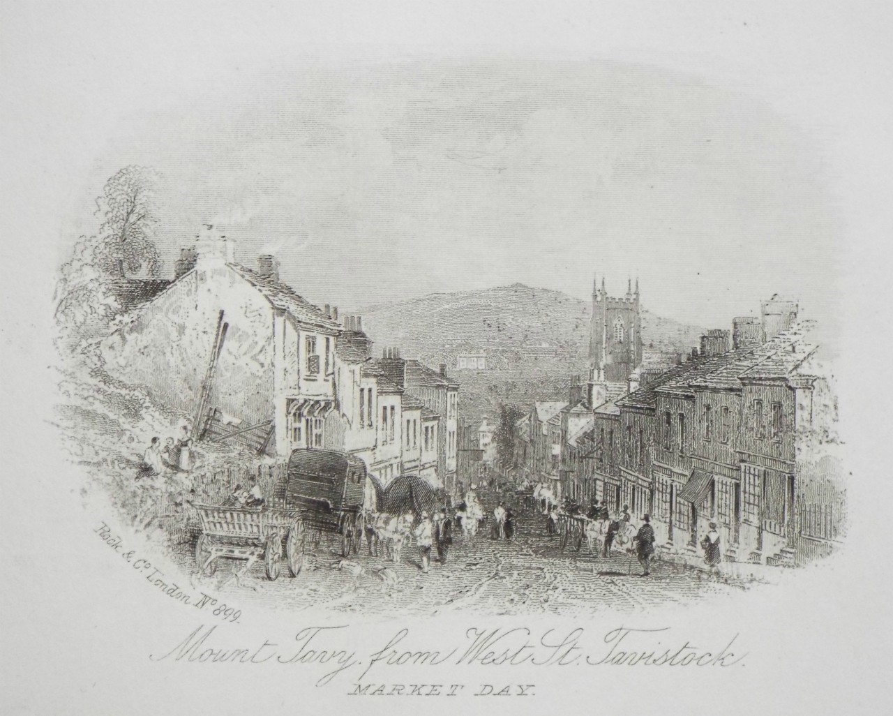 Steel Vignette - Mount Tavy from West St. Tavistock. Market Day - Rock