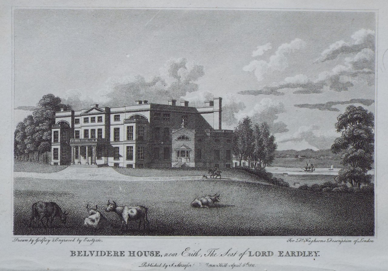 Print - Belvidere House, near Erith, The Seat of Lord Eardley. - 