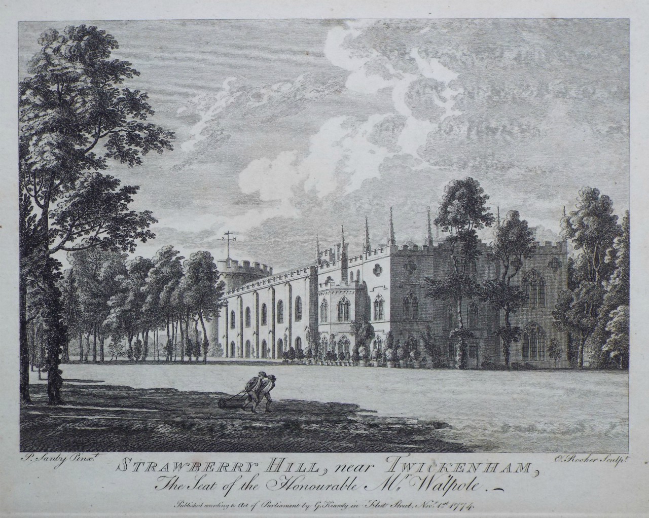 Print - Strawberry Hill, near Twickenham, The Seat of the Honourable Mr. Walpole. - Rooker