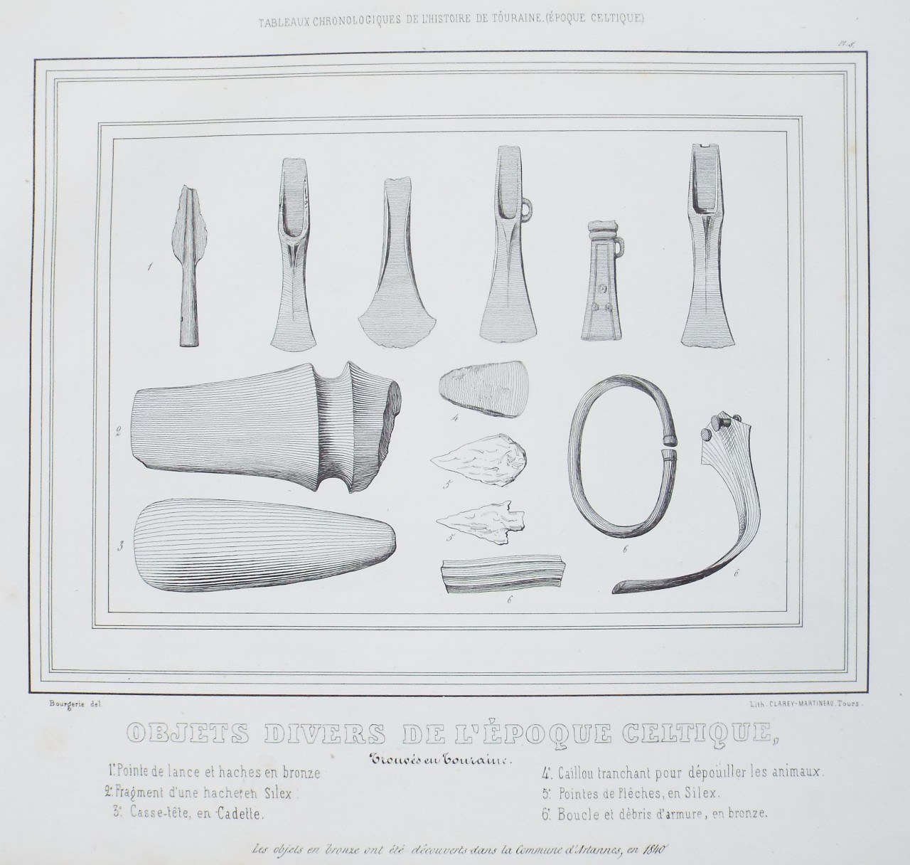 Lithograph - Objets Divers de l'Epoque Celtique