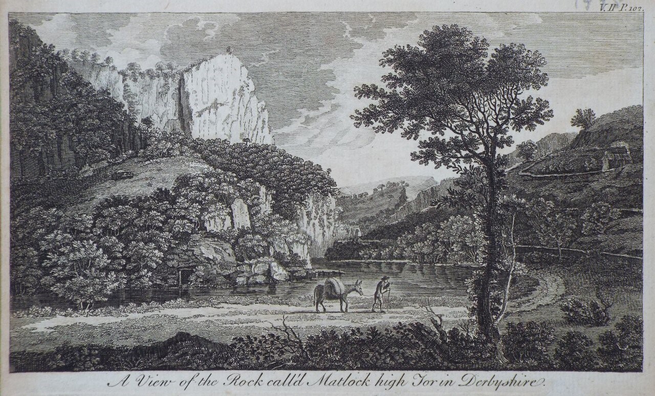 Print - A View of the Rock call'd Matlock High Tor, in Derbyshire.