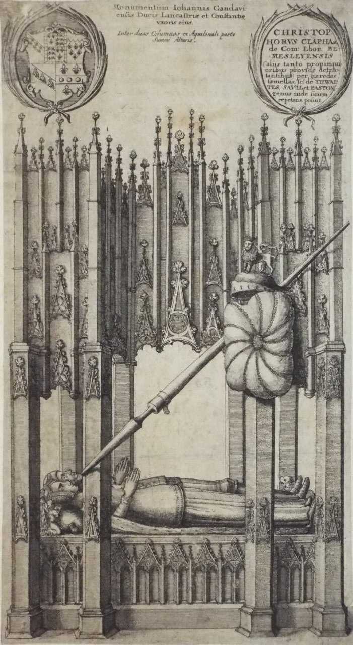 Etching - Monumentum Iohannis Gandavi ensis Ducis Lancastriae et Constantiae usoris eius. - Hollar