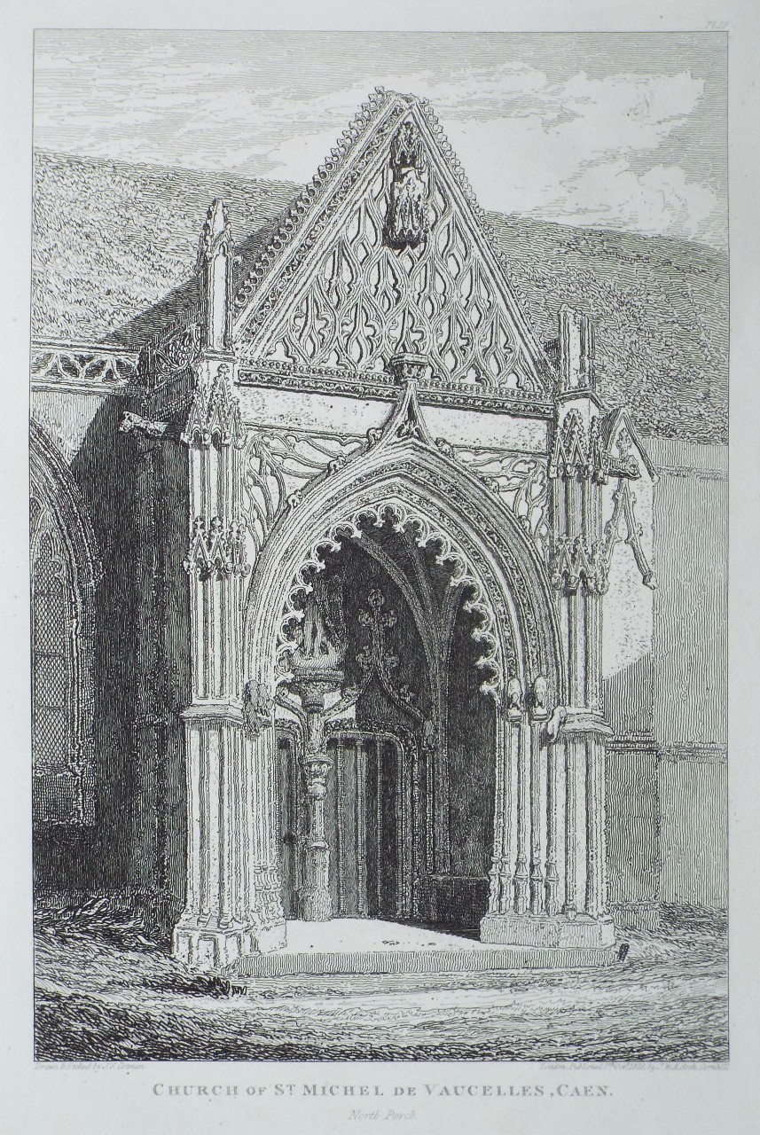 Etching - Church of St. Michel de Vaucelles, Caen. North Porch. - Cotman