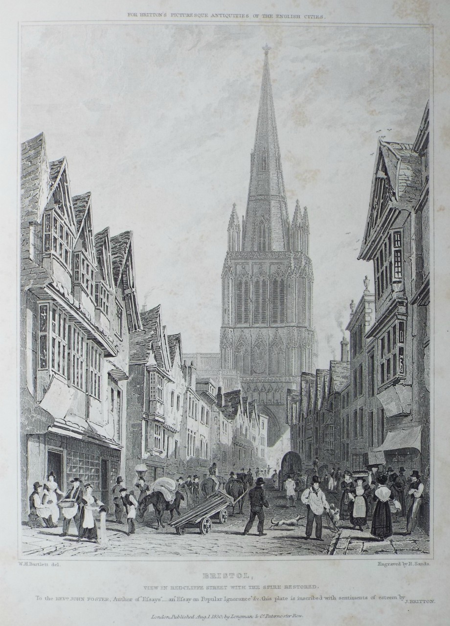 Print - Bristol. View in Redcliffe-street with the Spire Restored. - Sands