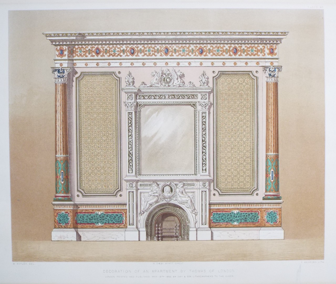 Lithograph - Decoration of an Apartment by Thomas of London. - Bedford