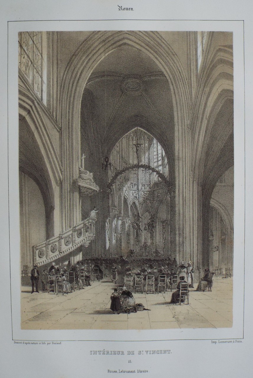 Lithograph - Rouen. Interieure de St. Vincent. - Mansson