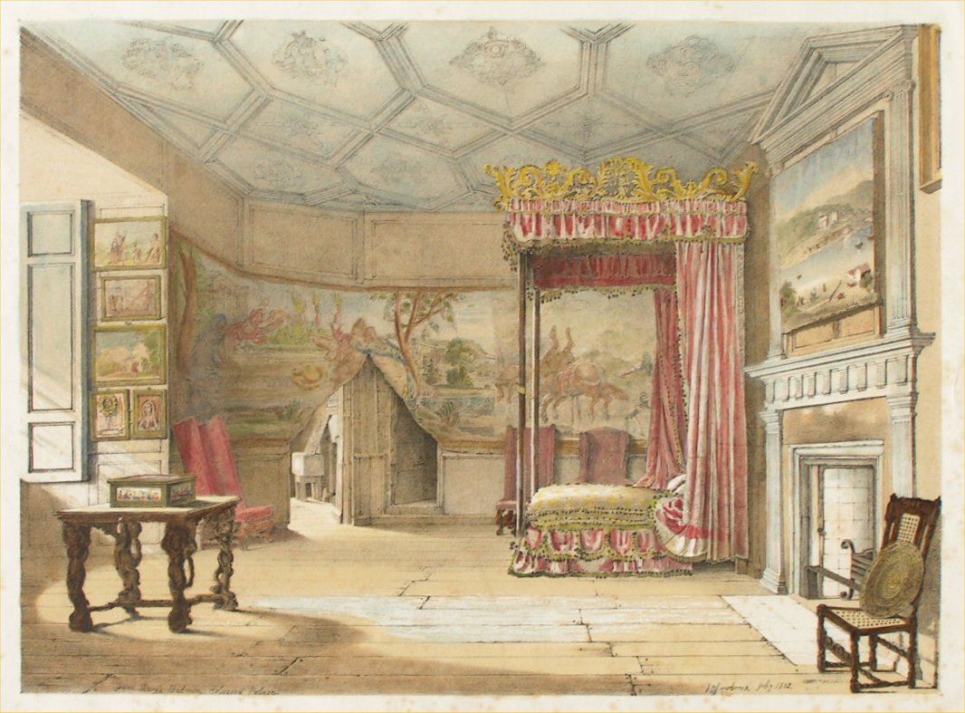 Lithograph - Queen Mary's Bedroom, Holyrood Palace