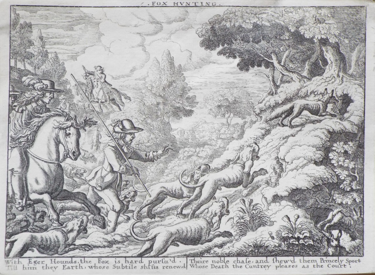 Etching - Fox Hunting. - Hollar