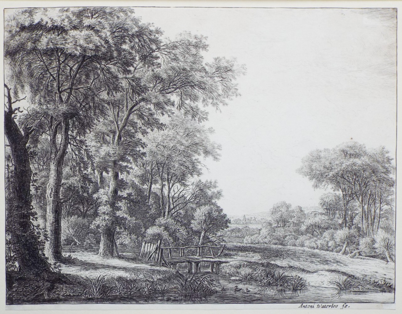 Etching - Entrance Into a Forest by a Little Wooden Bridge - Waterloo