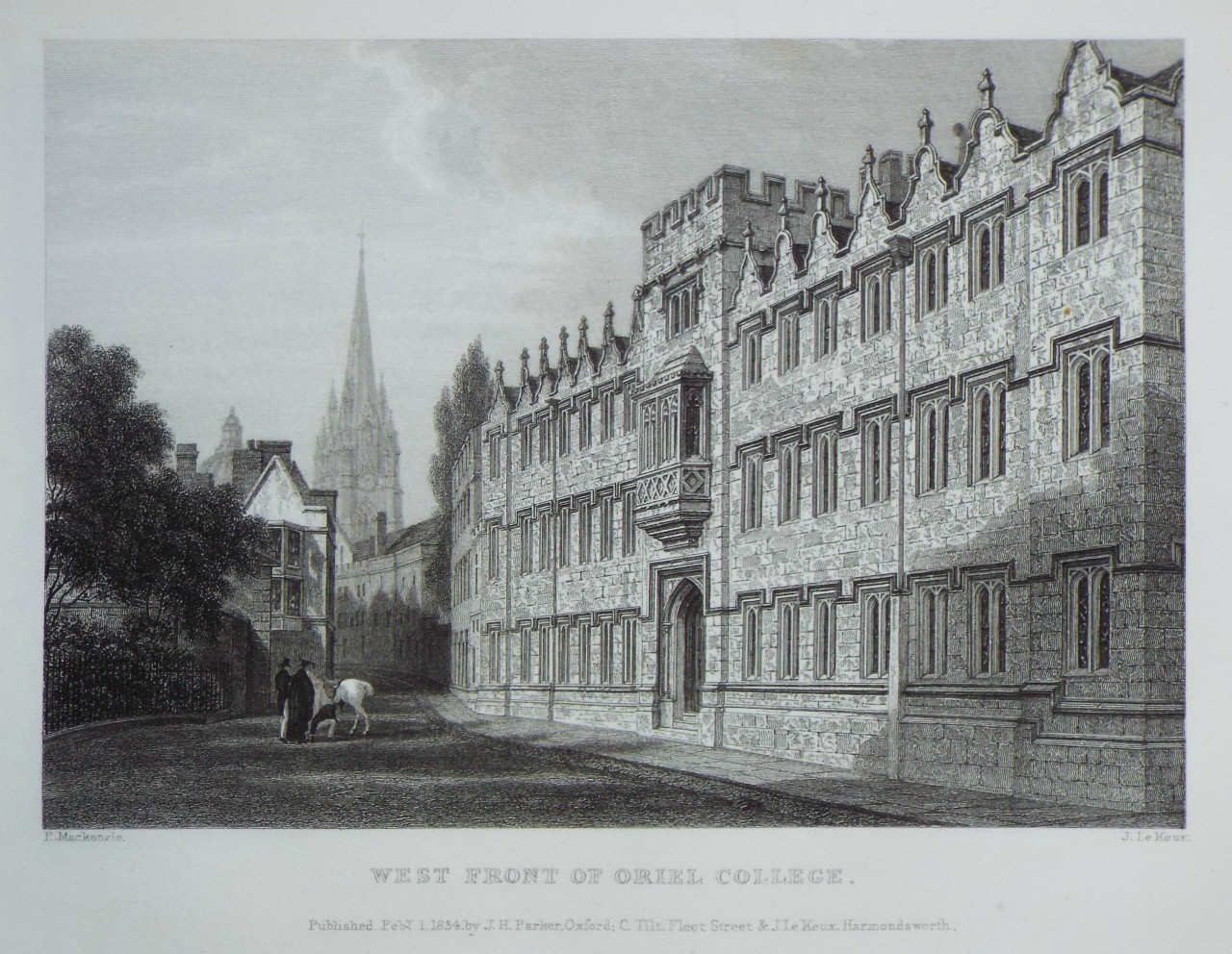 Print - West Front of Oriel College. - Le